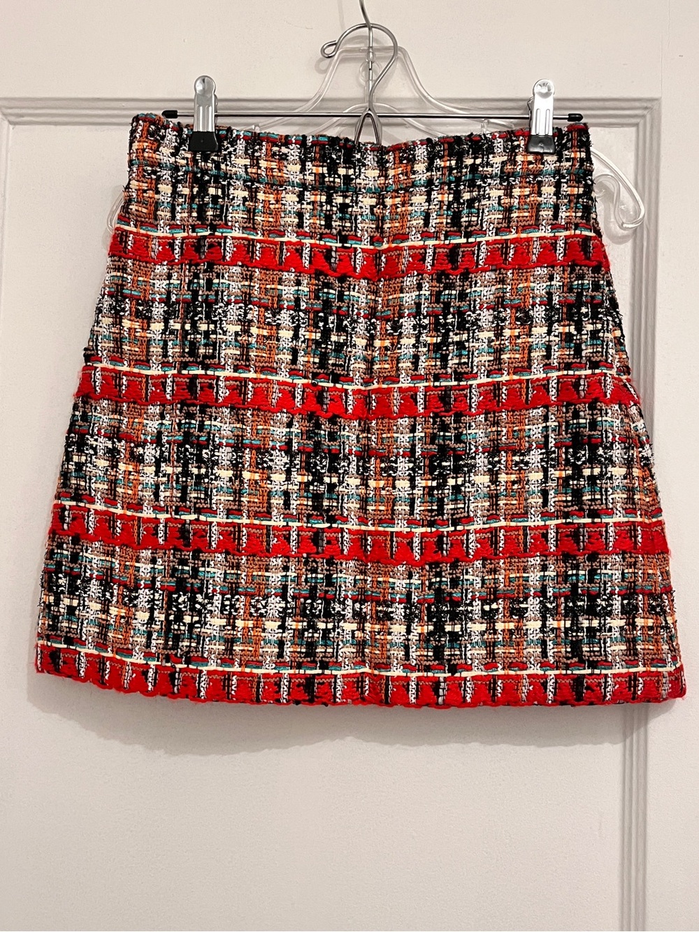 Gucci Red Black Multi-Tone Tweed Mini Skirt